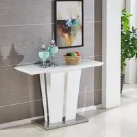 Memphis Console Table with Glass Top - White