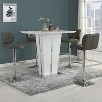 Memphis Glass Rectangular Bar Table with 4 Candid Stools - White