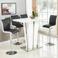 Memphis Glass Rectangular Bar Table with 4 Ritz Stools - White