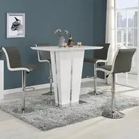 Memphis Glass Rectangular Bar Table with 4 Ritz Stools - White