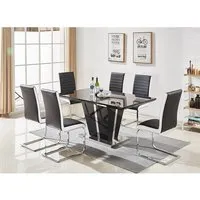 Memphis Large Black Gloss Dining Table 6 Symphony Chairs - Black