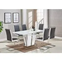 Memphis Large Dining Table 6 Symphony Chairs - White, Black
