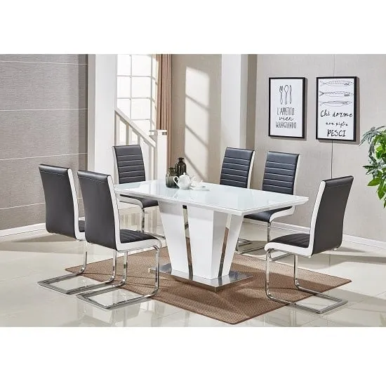 Memphis Large Dining Table 6 Symphony Chairs - White, Black