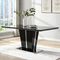Memphis Large Dining Table with Glass Top - Black