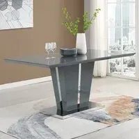 Memphis Large Dining Table with Glass Top - Grey