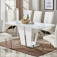 Memphis Large Dining Table with Glass Top - White
