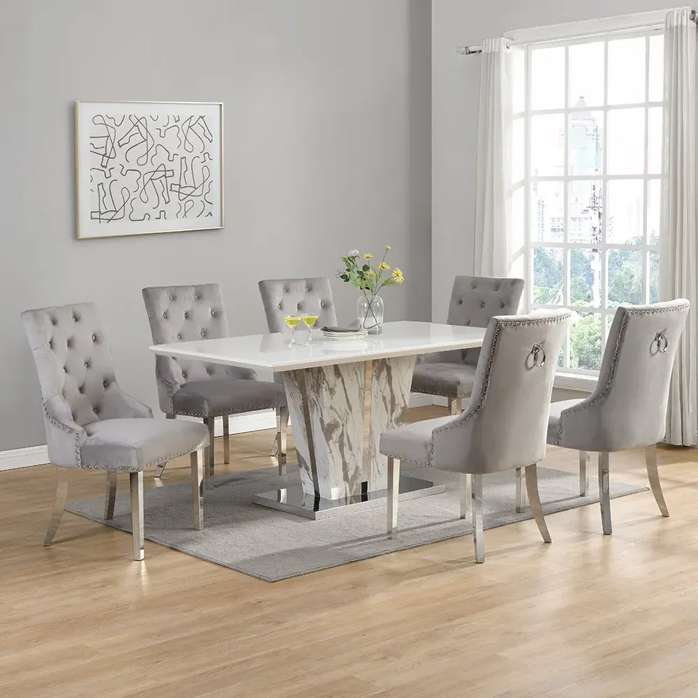 Memphis Large Filo Effect Dining Table with 6 Imperial Chairs