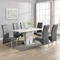 Memphis Large Filo Effect Dining Table with 6 Vesta Chairs