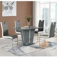 Memphis Small Dining Set with 4 Petra Chairs - Grey, Glass