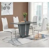 Memphis Small Dining Set with 4 Petra Chairs - White, Glass