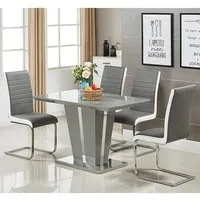 Memphis Small Dining Table Set with 4 Petra Chairs - Grey