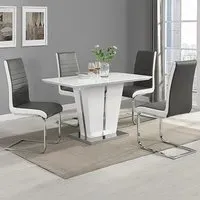 Memphis Small Dining Table Set with 4 Symphony Chairs - White