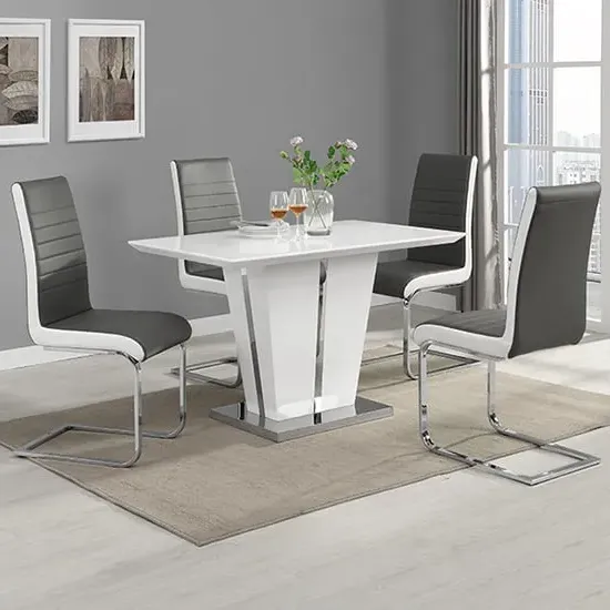 Memphis Small Dining Table Set with 4 Symphony Chairs - White