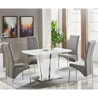 Memphis Small Dining Table Set with 4 Vesta Chairs - White