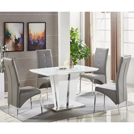 Memphis Small Dining Table Set with 4 Vesta Chairs - White