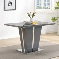 Memphis Small Dining Table with Glass Top - Grey