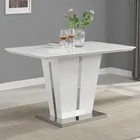 Memphis Small Dining Table with Glass Top - White
