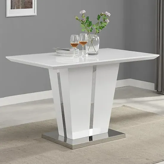 Memphis Small Dining Table with Glass Top - White