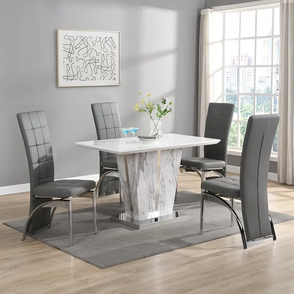 Memphis Small Filo Effect Dining Table 4 Ravenna Chairs - Grey