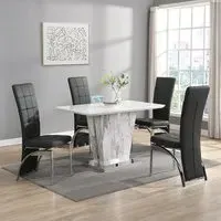 Memphis Small Filo Effect Dining Table 4 Ravenna Chairs - White