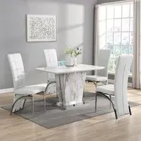 Memphis Small Filo Effect Dining Table 4 Ravenna Chairs - White