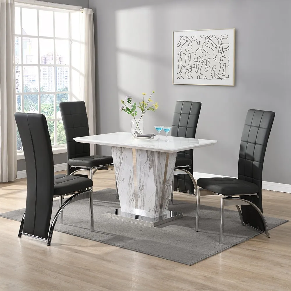Memphis Small Filo Effect Dining Table 4 Ravenna Chairs - White image