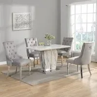 Memphis Small Filo Effect Dining Table with 4 Imperial Chairs