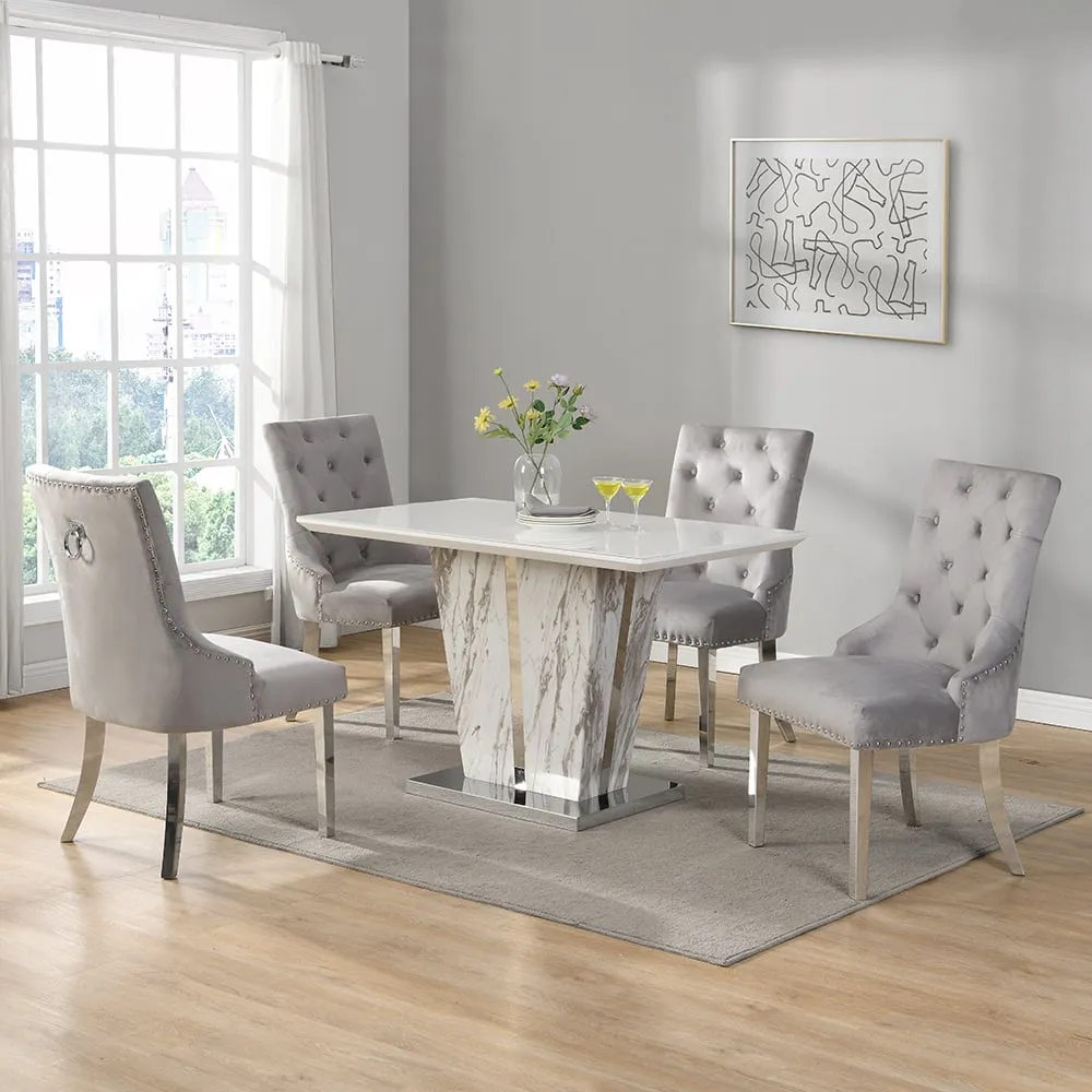 Memphis Small Filo Effect Dining Table with 4 Imperial Chairs