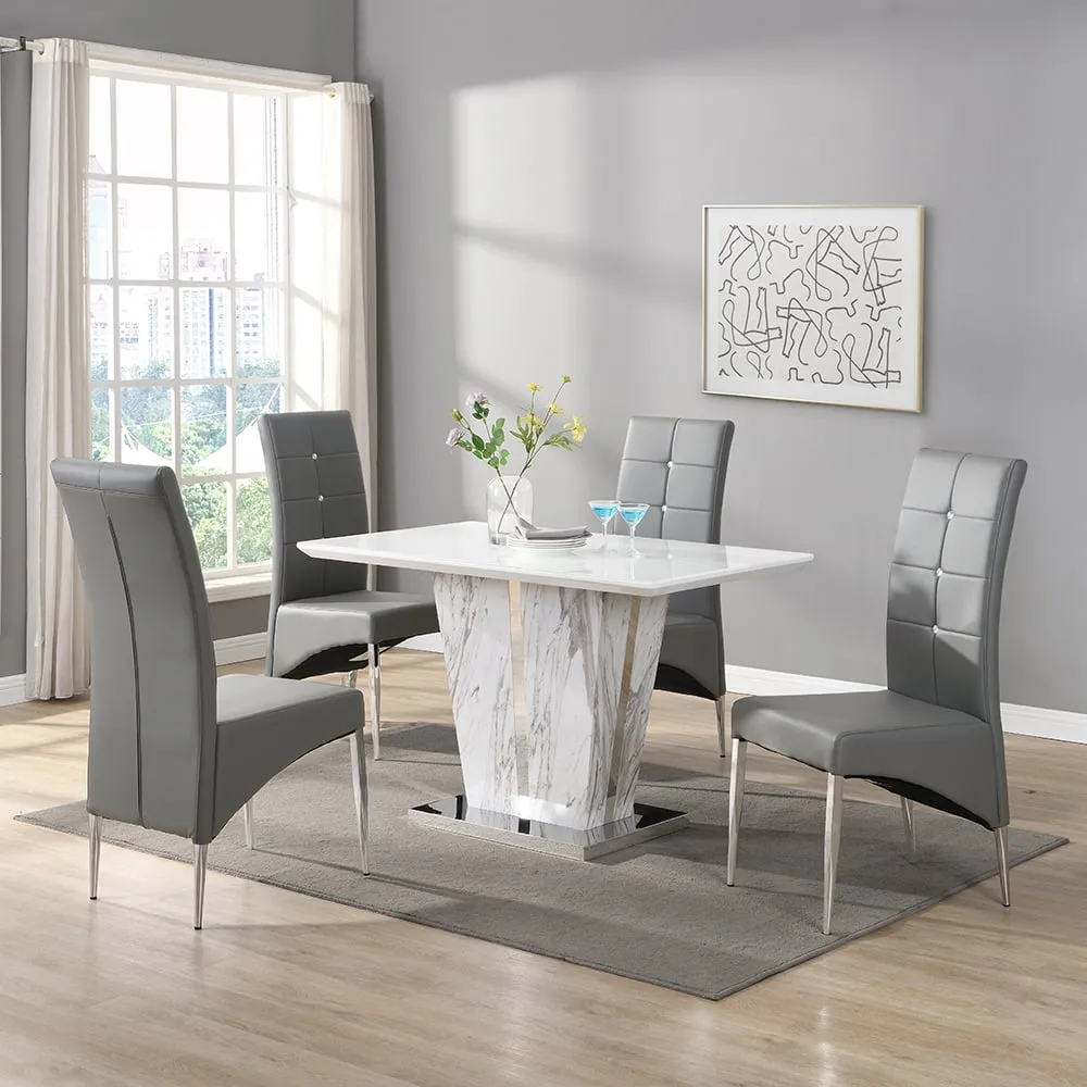 Memphis Small Filo Effect Dining Table with 4 Vesta Chairs
