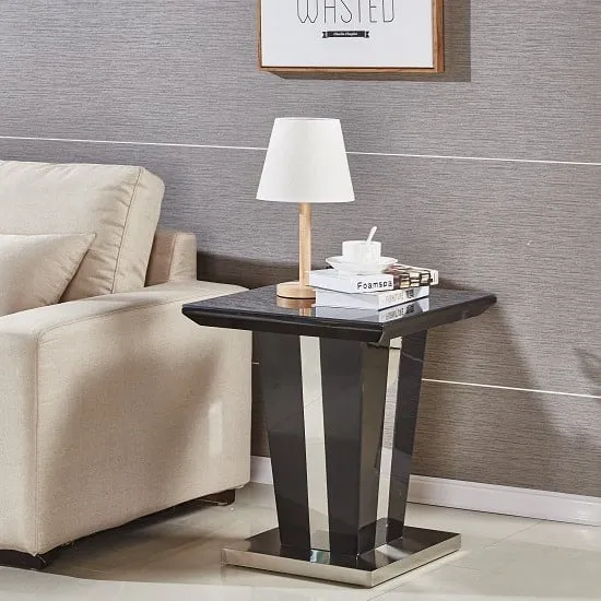 Memphis Square Lamp Table - Black, Glass image
