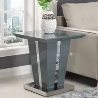 Memphis Square Lamp Table - Grey, Glass