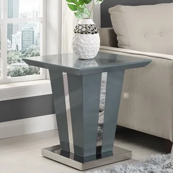 Memphis Square Lamp Table - Grey, Glass