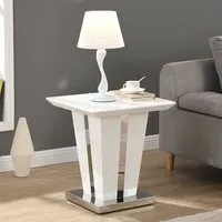 Memphis Square Lamp Table - White, Glass