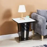 Memphis Square Lamp Table - White, Glass