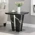 Memphis Square Lamp Table with Glass Top - Black, Marble Effect