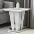 Memphis Square Lamp Table with Glass Top - White, Marble Effect