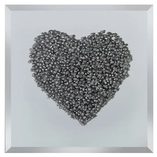Menelas Square Glass Wall Art with Glitter Clusters - Silver product