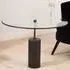 Menkent Round Side Table - Clear Glass, Black Marble