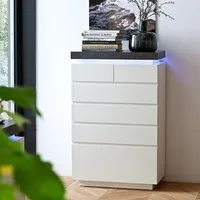 Mentis Chest of Drawers with LED - White, Concrete