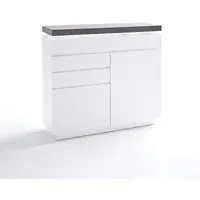 Mentis Compact Sideboard with LED - White, Concrete