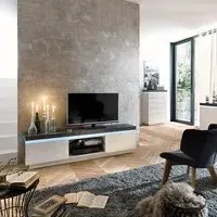 Mentis TV Stand with LED - White, Concrete