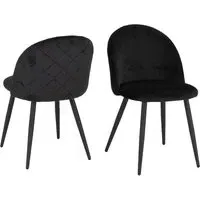 Mequon Dining Chairs in Pair - Black, Velvet