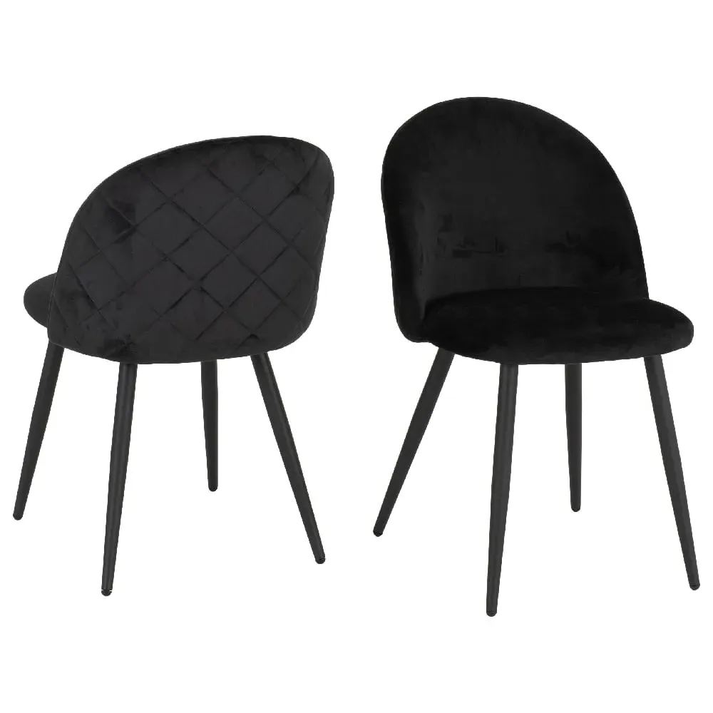 Mequon Dining Chairs in Pair - Black, Velvet