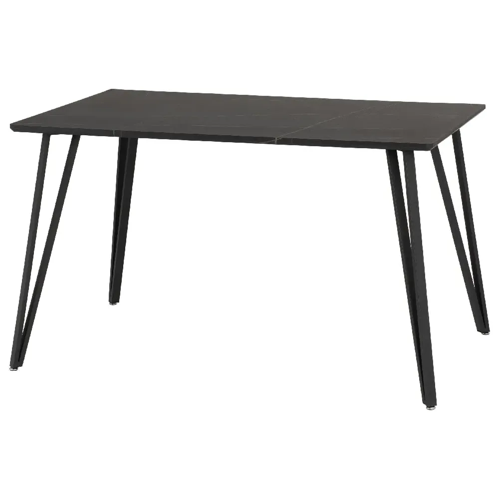 Mequon Rectangular Dining Table - Black, Marble Effect image