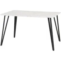 Mequon Rectangular Dining Table - White, Marble Effect