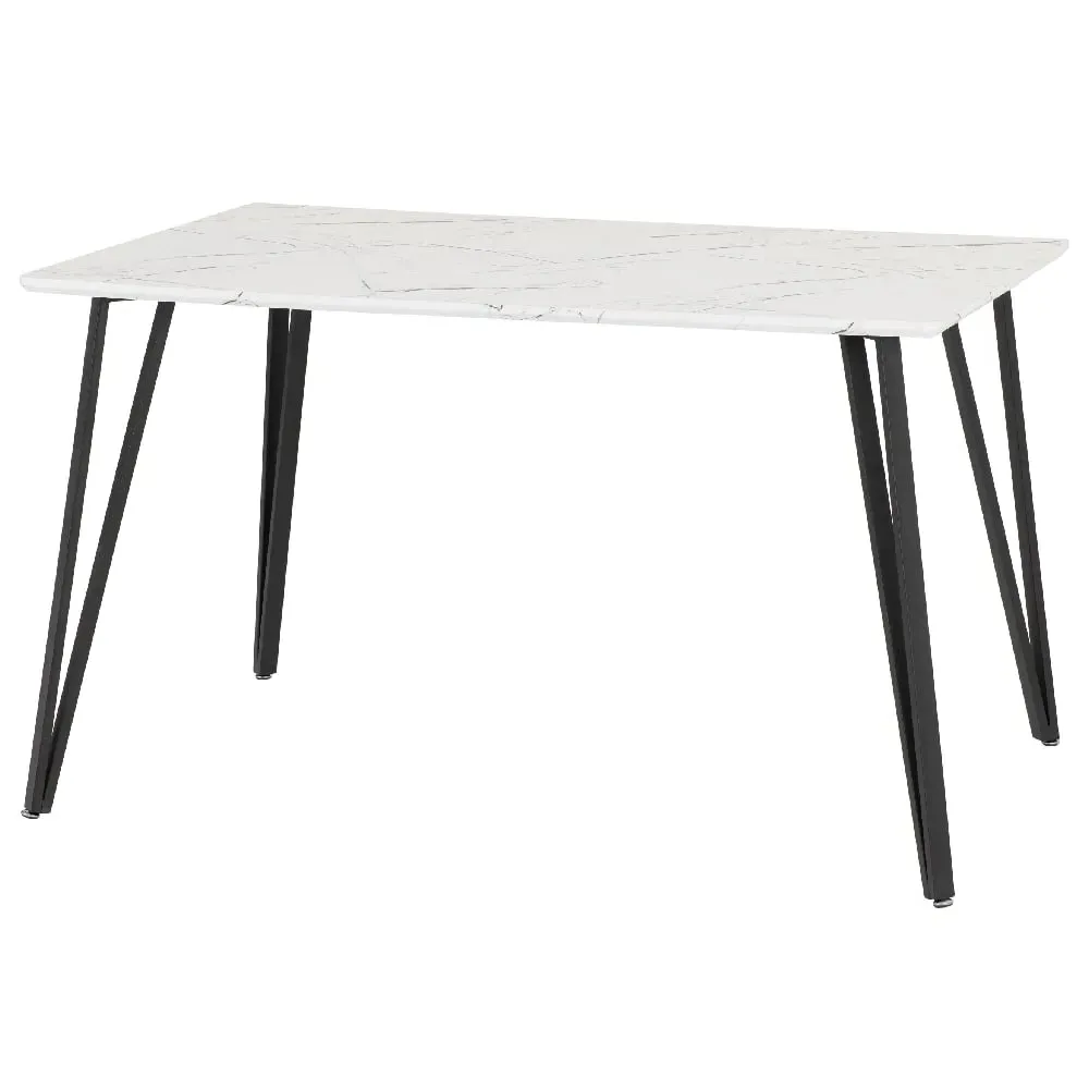 Mequon Rectangular Dining Table - White, Marble Effect