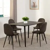 Mequon Rectangular Dining Table with 4 Alsip Chairs - Brown