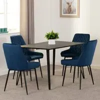 Mequon Rectangular Dining Table with 4 Avah Chairs - Blue