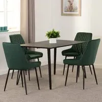 Mequon Rectangular Dining Table with 4 Avah Chairs - Green