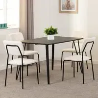 Mequon Rectangular Dining Table with 4 Sedona Chairs - Ivory